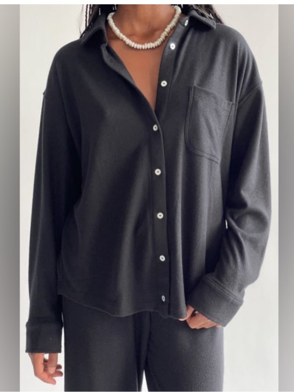 Donni Brushed Jet Gray Button Down Shirt Jacket Shacket